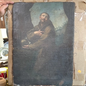 UNFRAMED 18TH CENTURY OIL PAINTING OF A BENEDICTINE MONK classic mural painting