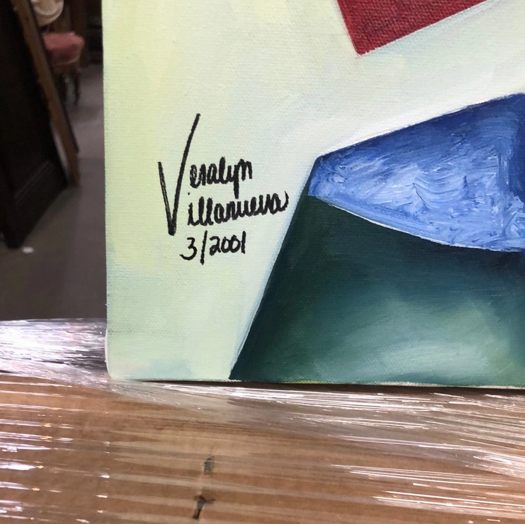 UNFRAMED ABSTRACT OIL PAINTING OF FACES BY VERALYNN VILLANUEVA 2001