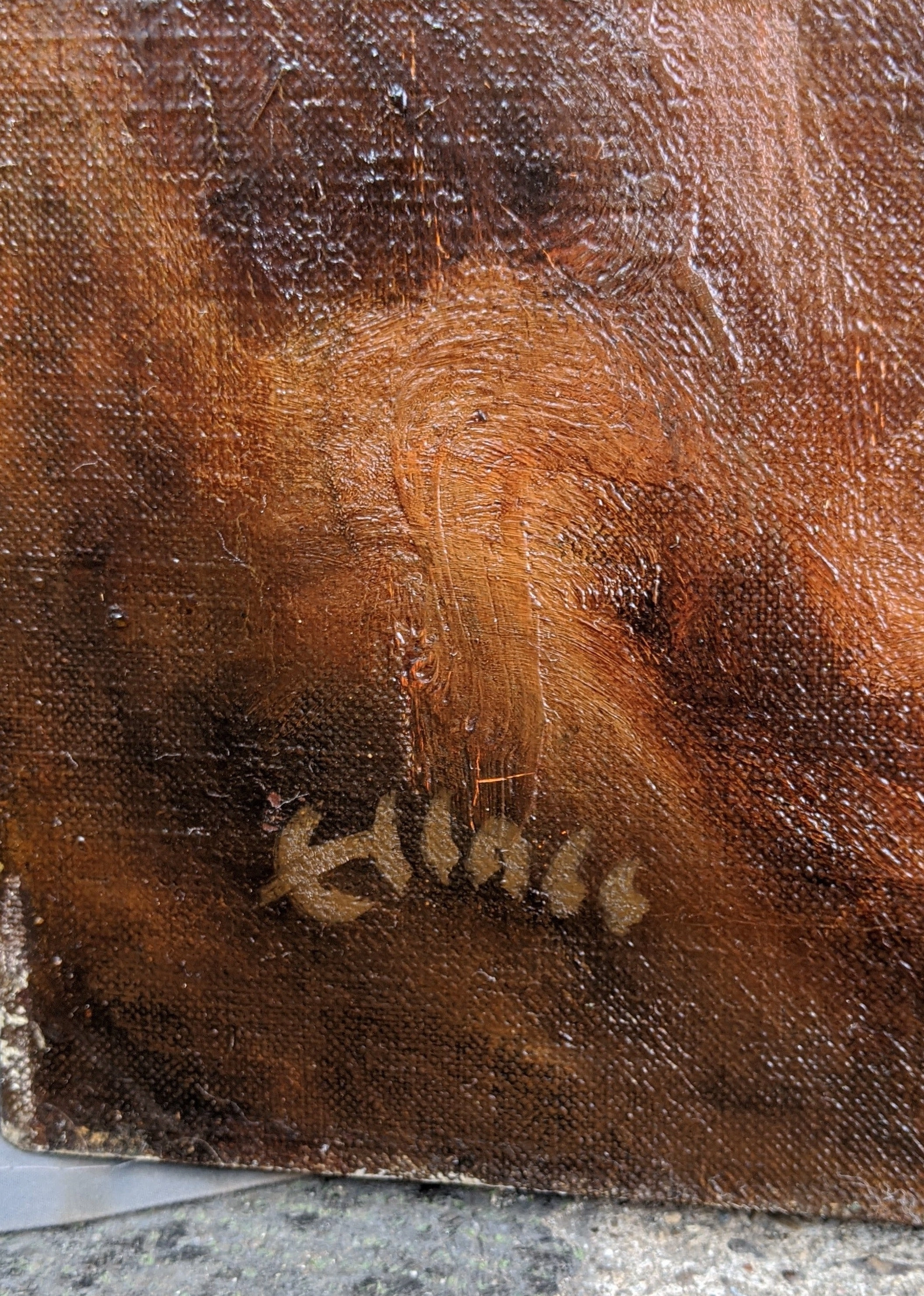 UNFRAMED MID CENTURY OIL PAINTING OF NUDE WOMAN