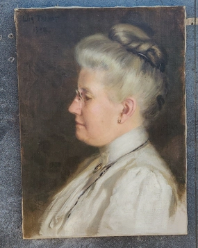 UNFRAMED OI; PAINTING PROFILE OF OLDER WOMAN classic mural painting