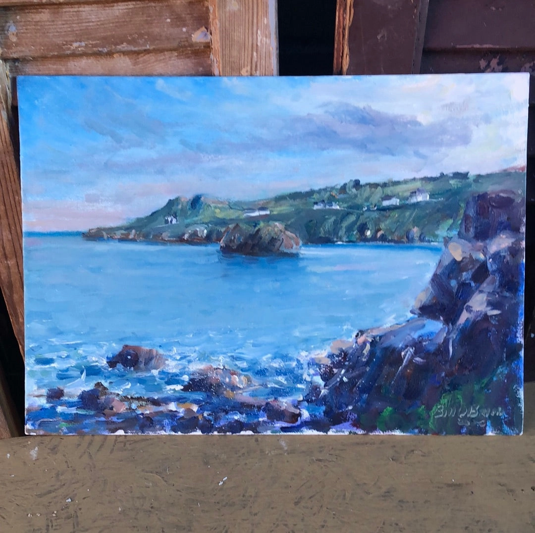UNFRAMED OIL PAINTING OF A LAKE classic mural painting