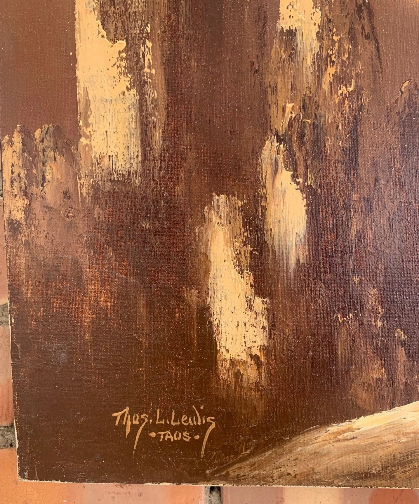 UNFRAMED OIL PAINTING OF DESERT SPIRES BY TOAS ARTIST BY THOMAS LEWIS