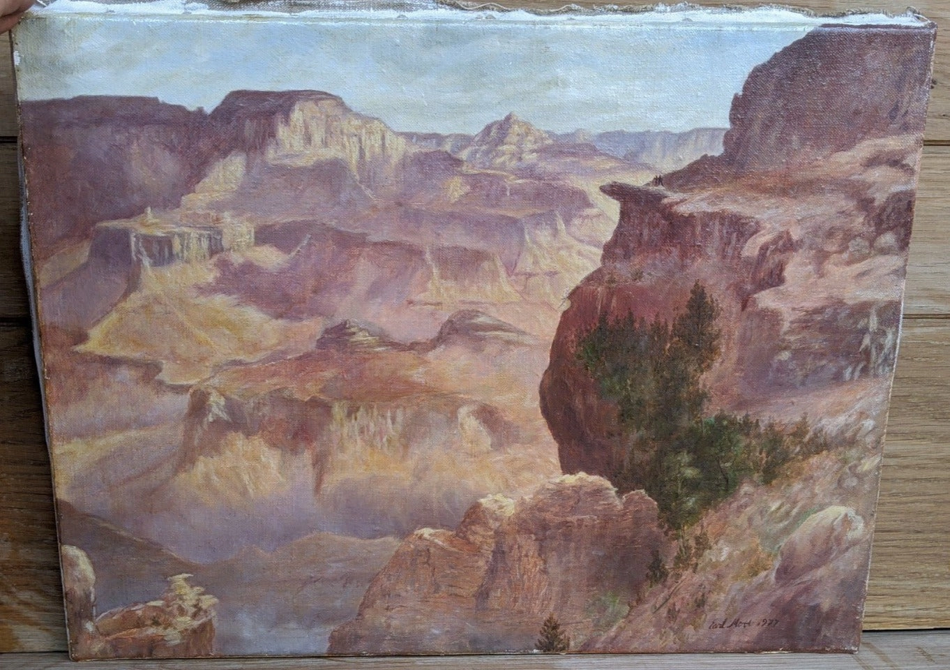 UNFRAMED OIL PAINTING OF WESTERN CANYON classic mural painting