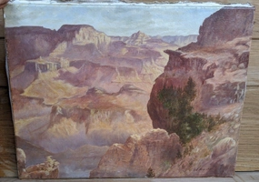 UNFRAMED OIL PAINTING OF WESTERN CANYON classic mural painting
