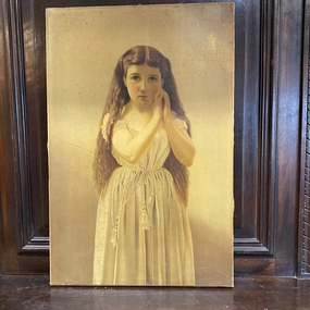 UNFRAMED OIL PAINTING OF YOUNG GIRL classic mural painting