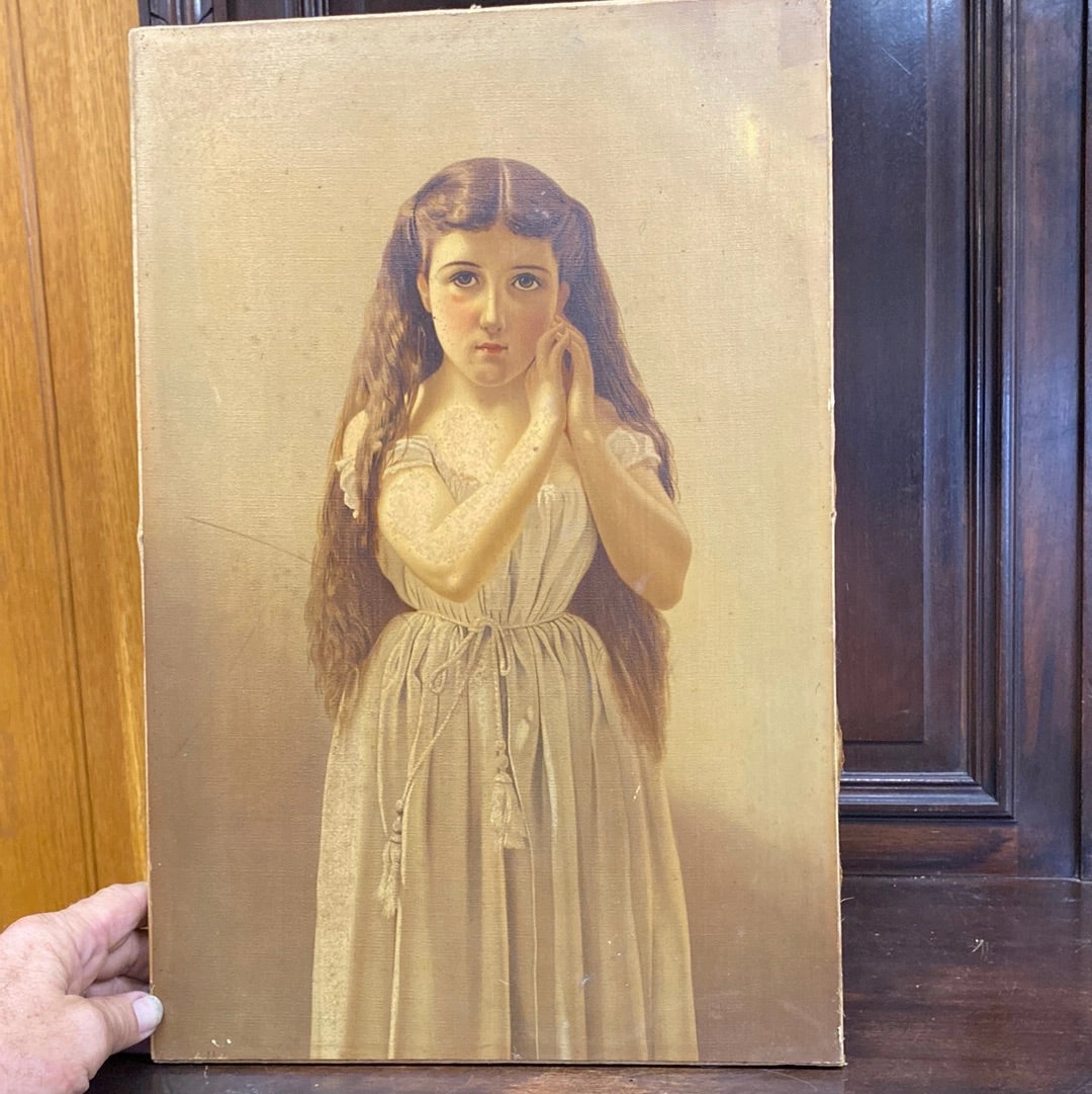 UNFRAMED OIL PAINTING OF YOUNG GIRL