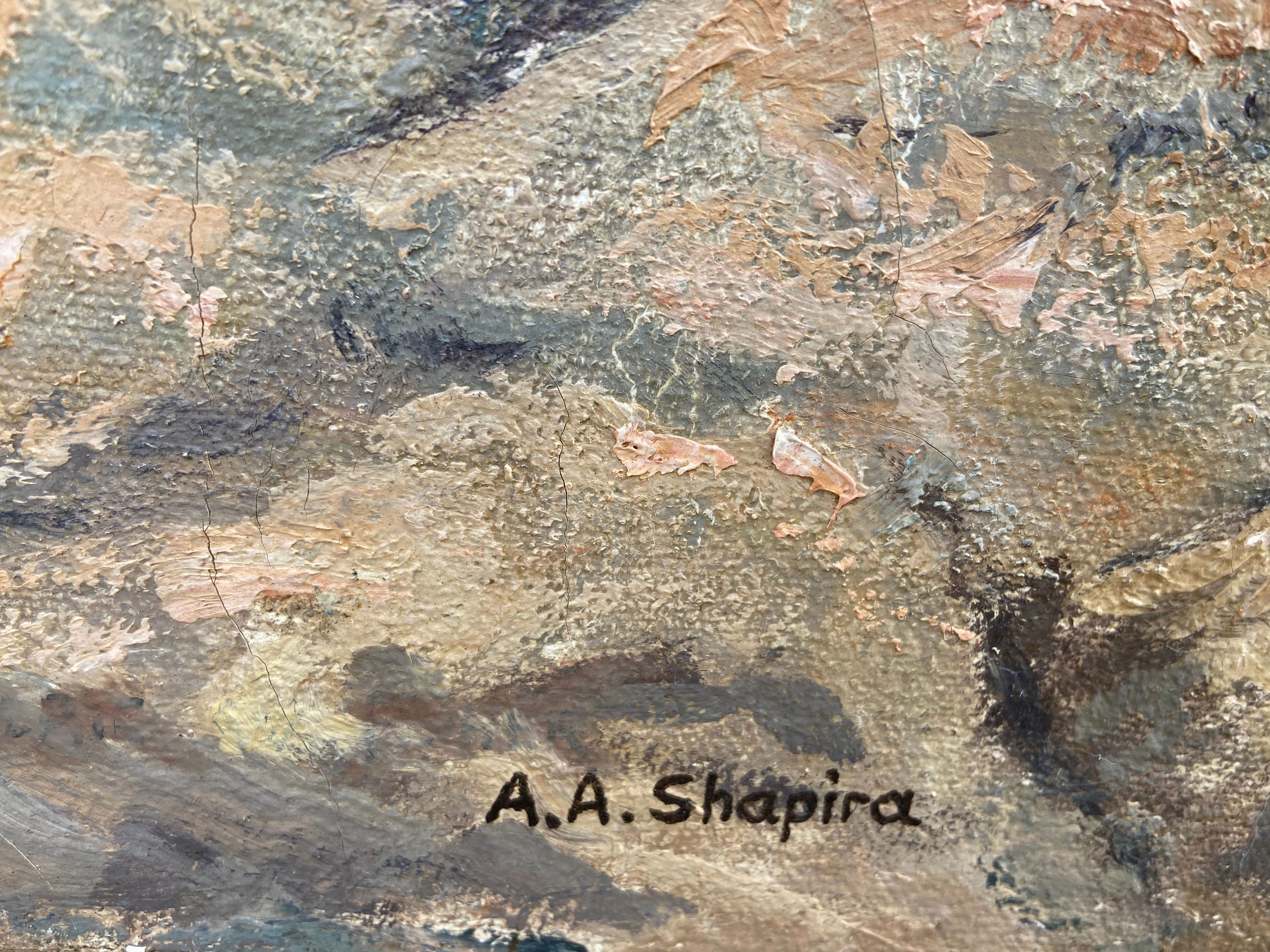 UNFRAMED SEA COAST OIL PAINTING BY A.A. SHAPIRA