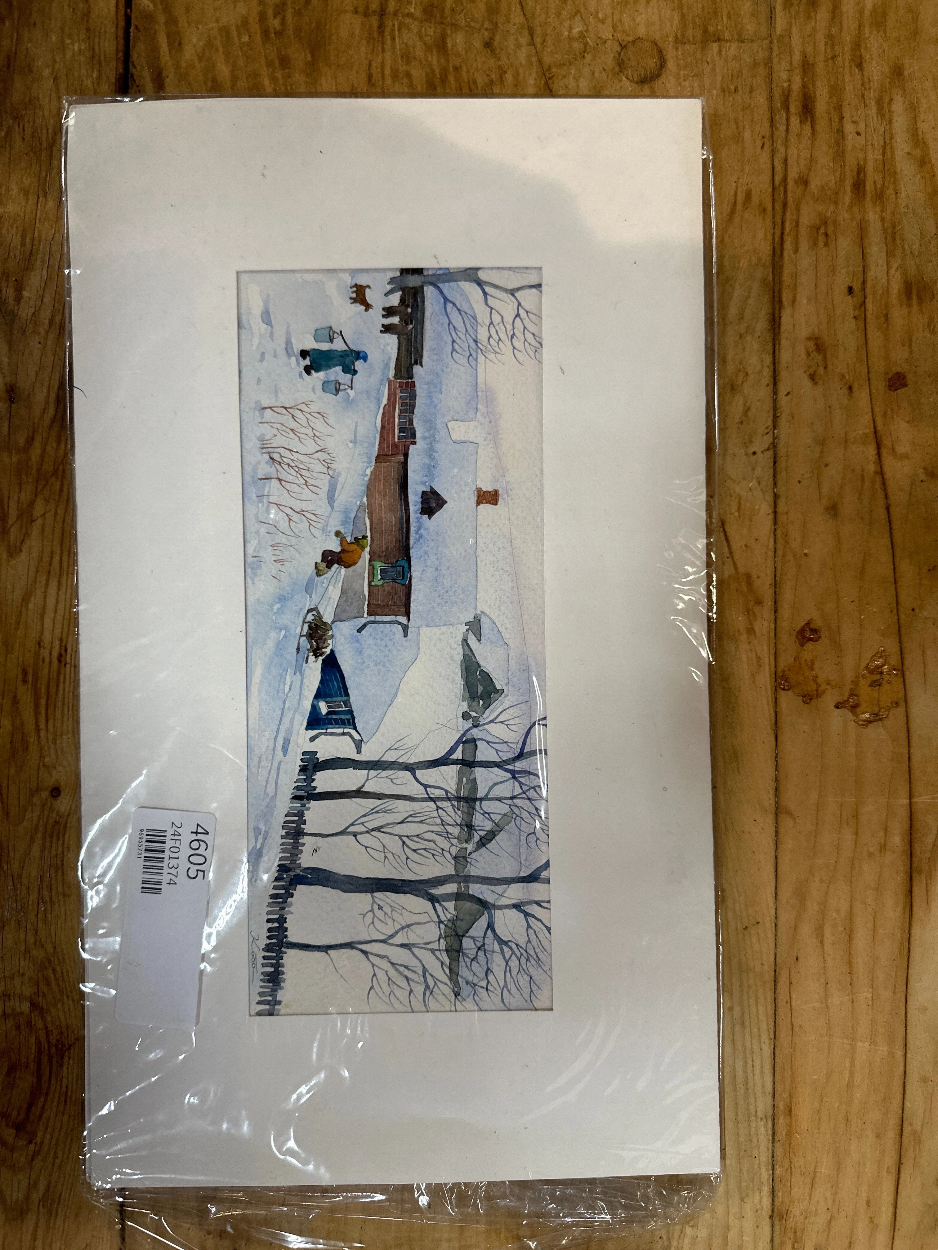 UNFRAMED SMALL SEASCAPE WATERCOLOR classic mural painting