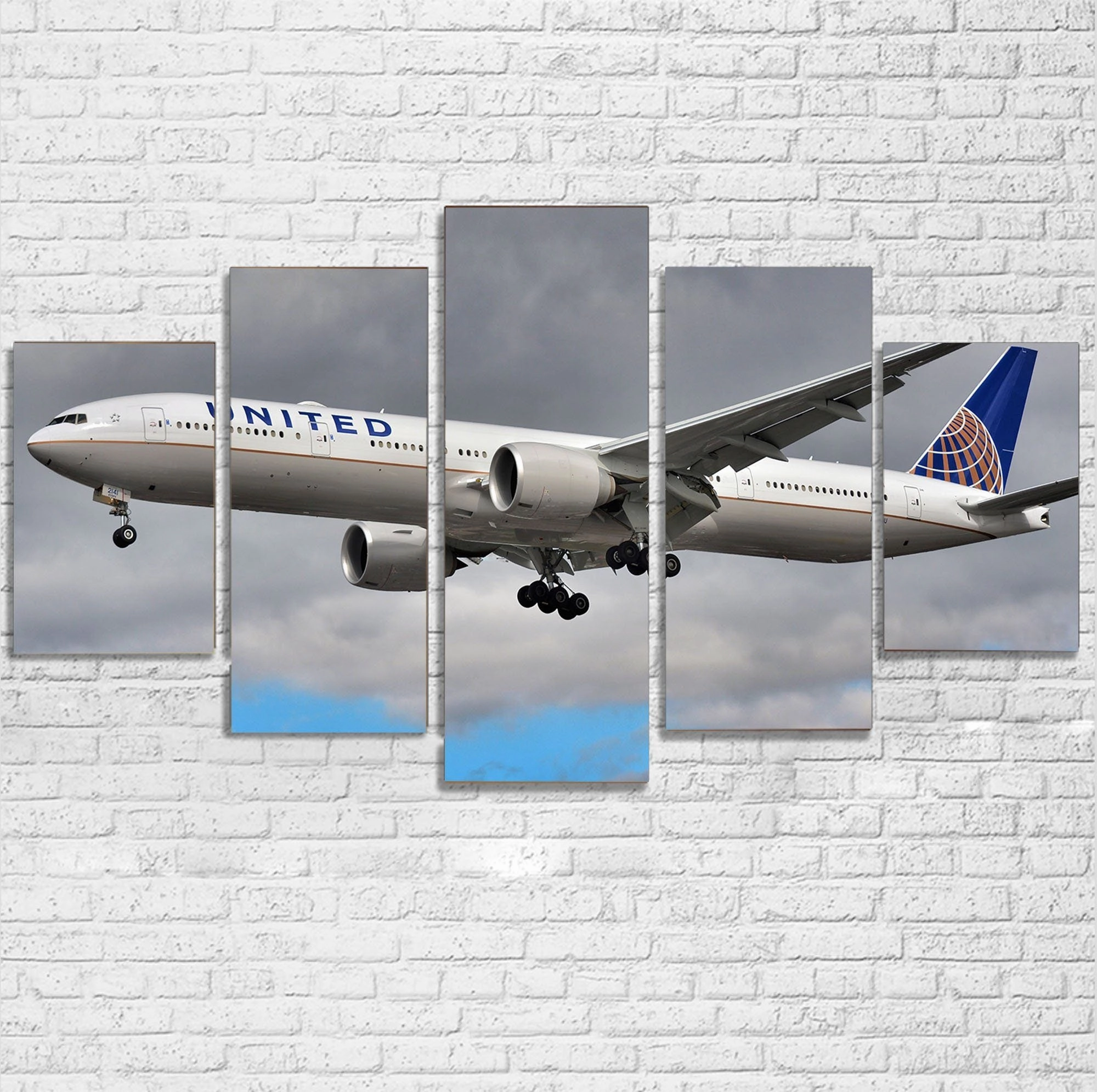 United Airways Boeing 777 Printed Multiple Canvas Poster canvas mural art