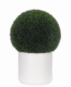 UV Rated Outdoor Faux Grass Ball Topiary in White Ceramic Pot home display ornament