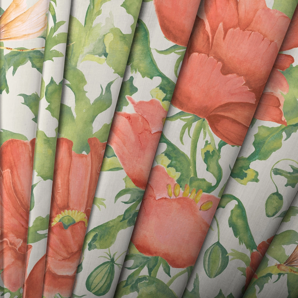 Valeria Printed Cotton Fabric (By The Metre) Scarlet