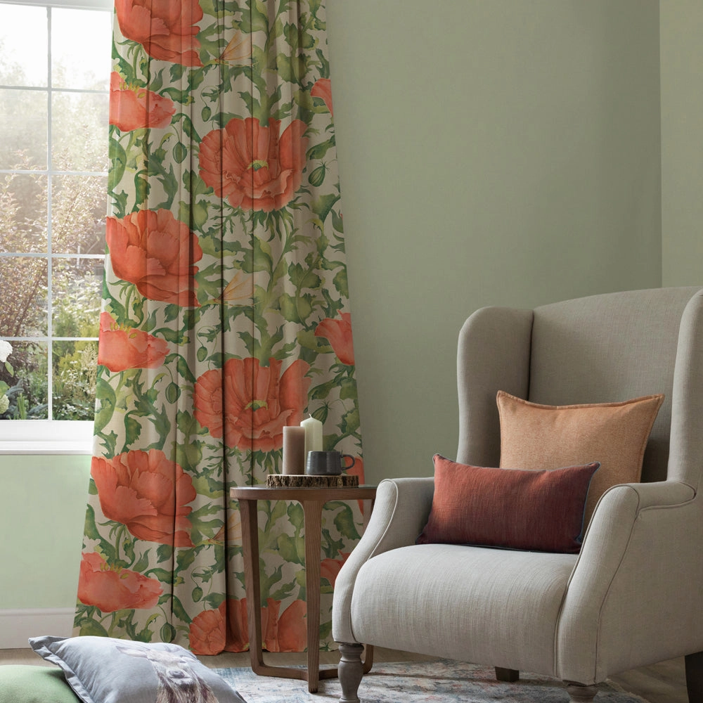 Valeria Printed Cotton Fabric (By The Metre) Scarlet
