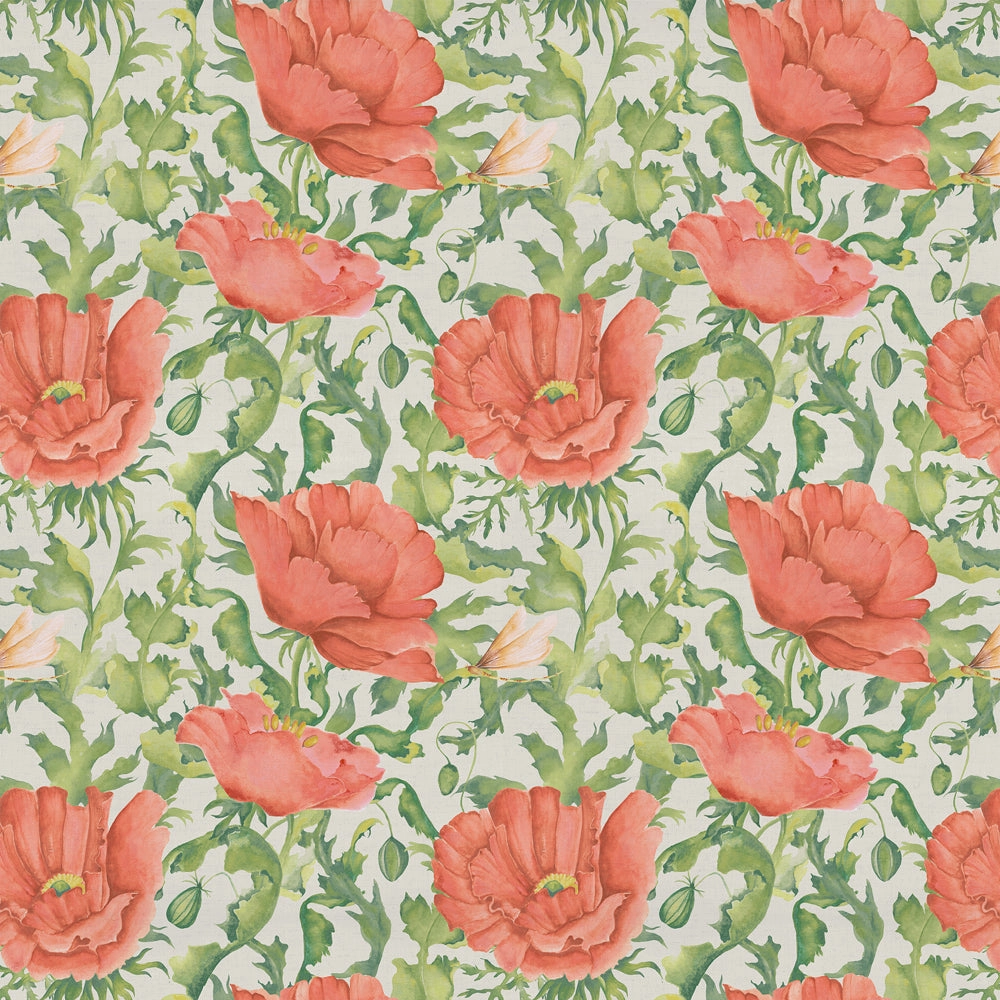 Valeria Printed Cotton Fabric (By The Metre) Scarlet