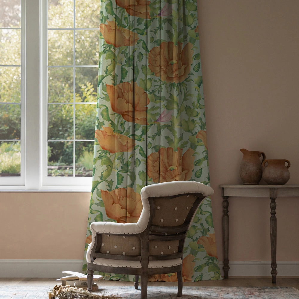 Valeria Printed Cotton Fabric (By The Metre) Tangerine