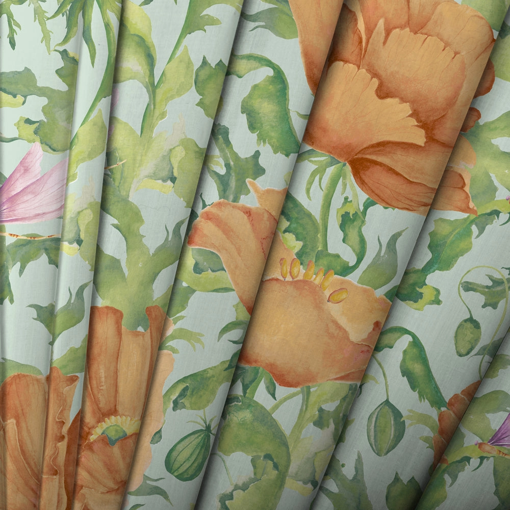 Valeria Printed Cotton Fabric (By The Metre) Tangerine