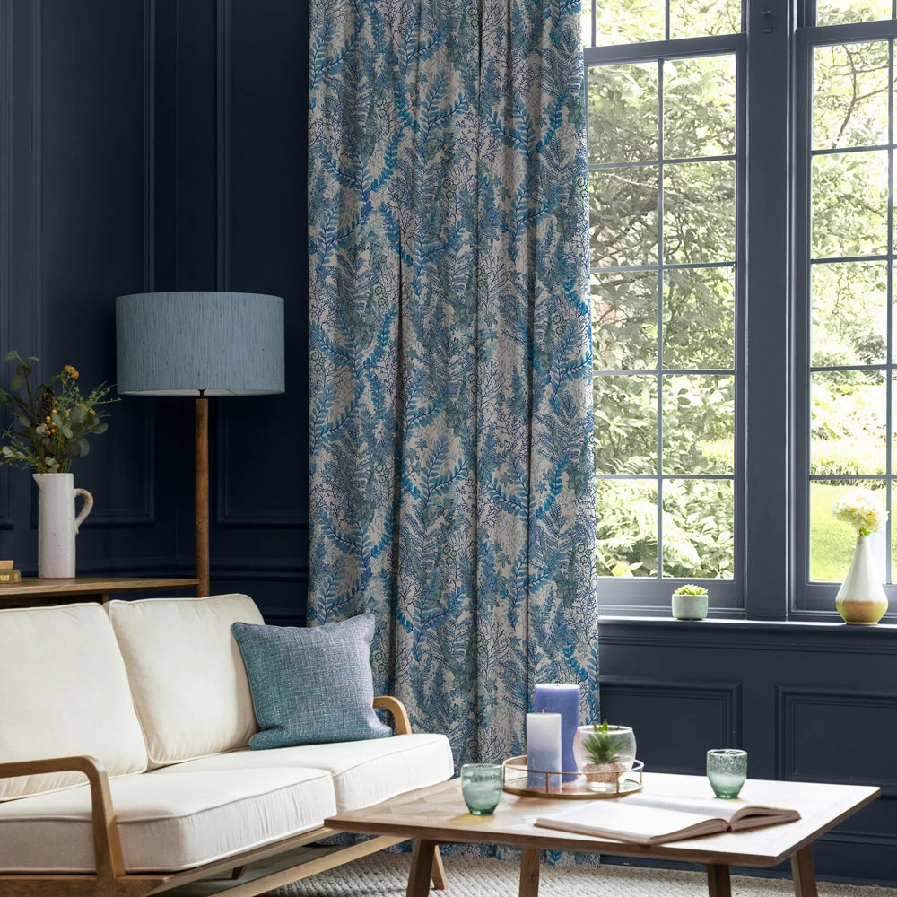 Valetta Printed Cotton Fabric (By The Metre) Cobalt