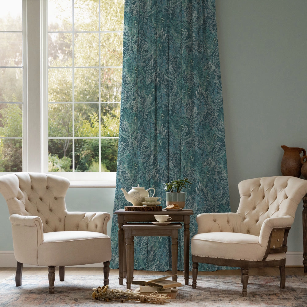 Valetta Printed Cotton Fabric (By The Metre) Teal