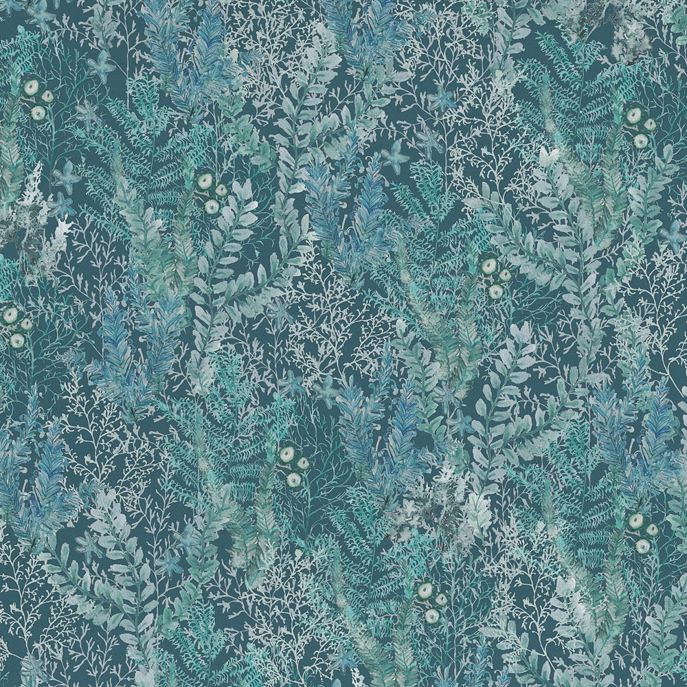 Valetta Printed Cotton Fabric (By The Metre) Teal elegant table cloth  