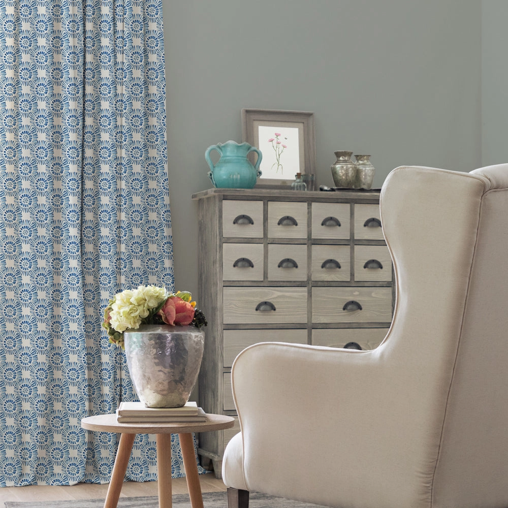 Vali Printed Cotton Fabric (By The Metre) Denim