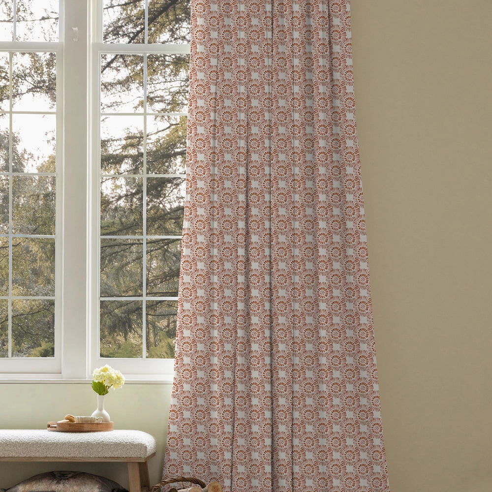Vali Printed Cotton Fabric (By The Metre) Terracotta