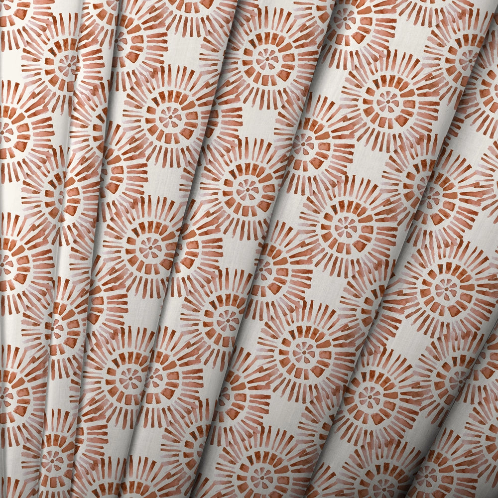 Vali Printed Cotton Fabric (By The Metre) Terracotta