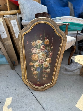 VASE WITH FLOWERS PAINTING ON WOOD classic mural painting