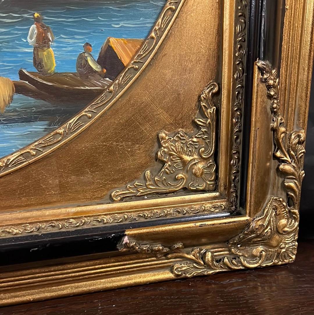VENICE OIL PAINTING IN GOLD AND BLACK FRAME