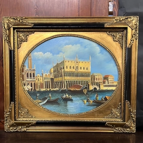 VENICE OIL PAINTING IN GOLD AND BLACK FRAME classic mural painting