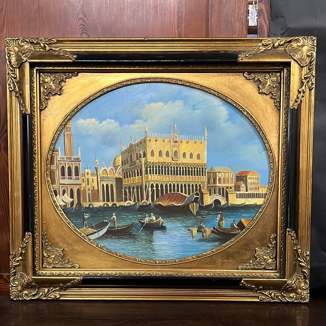 VENICE OIL PAINTING IN GOLD AND BLACK FRAME classic mural painting