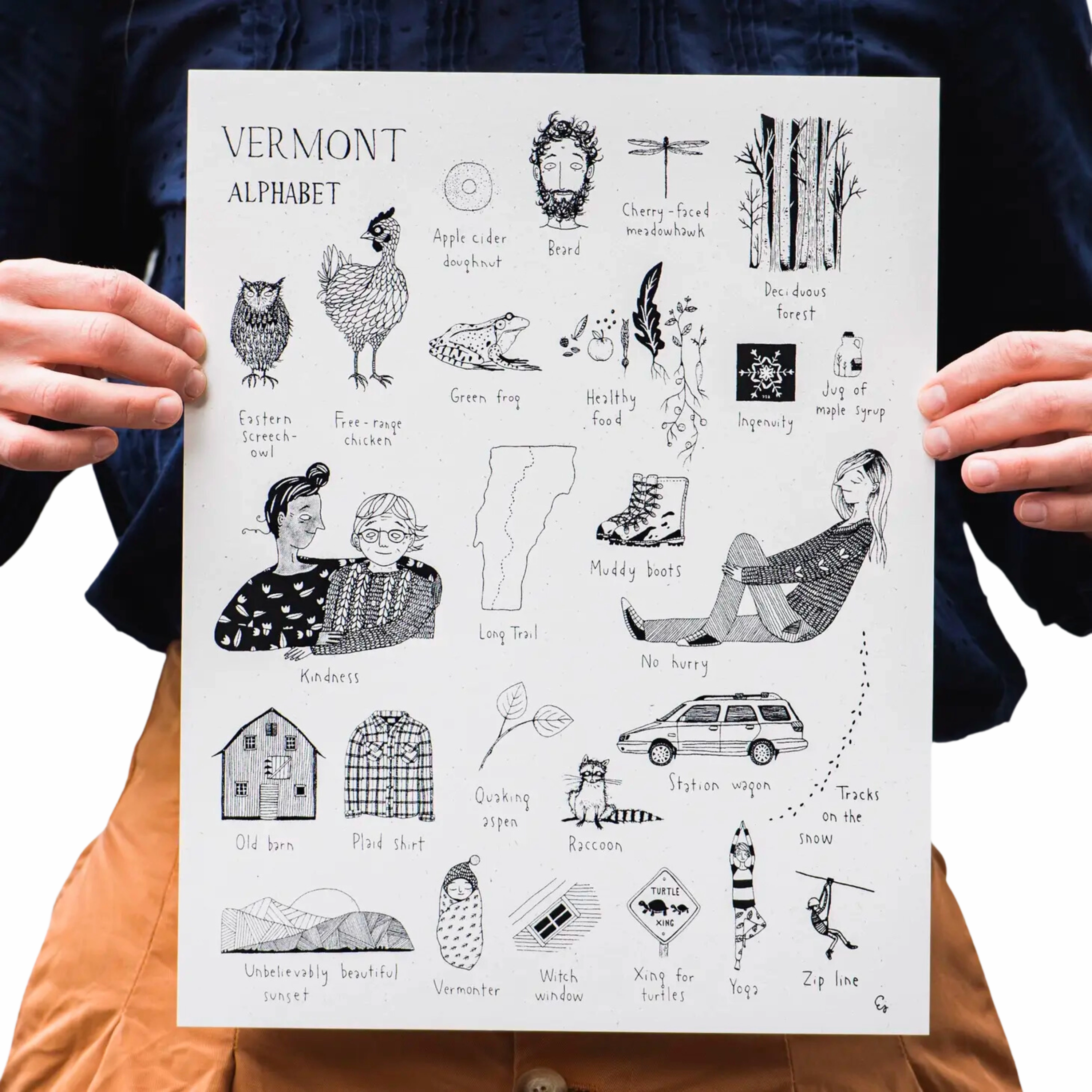 Vermont Alphabet Print framed wall decor