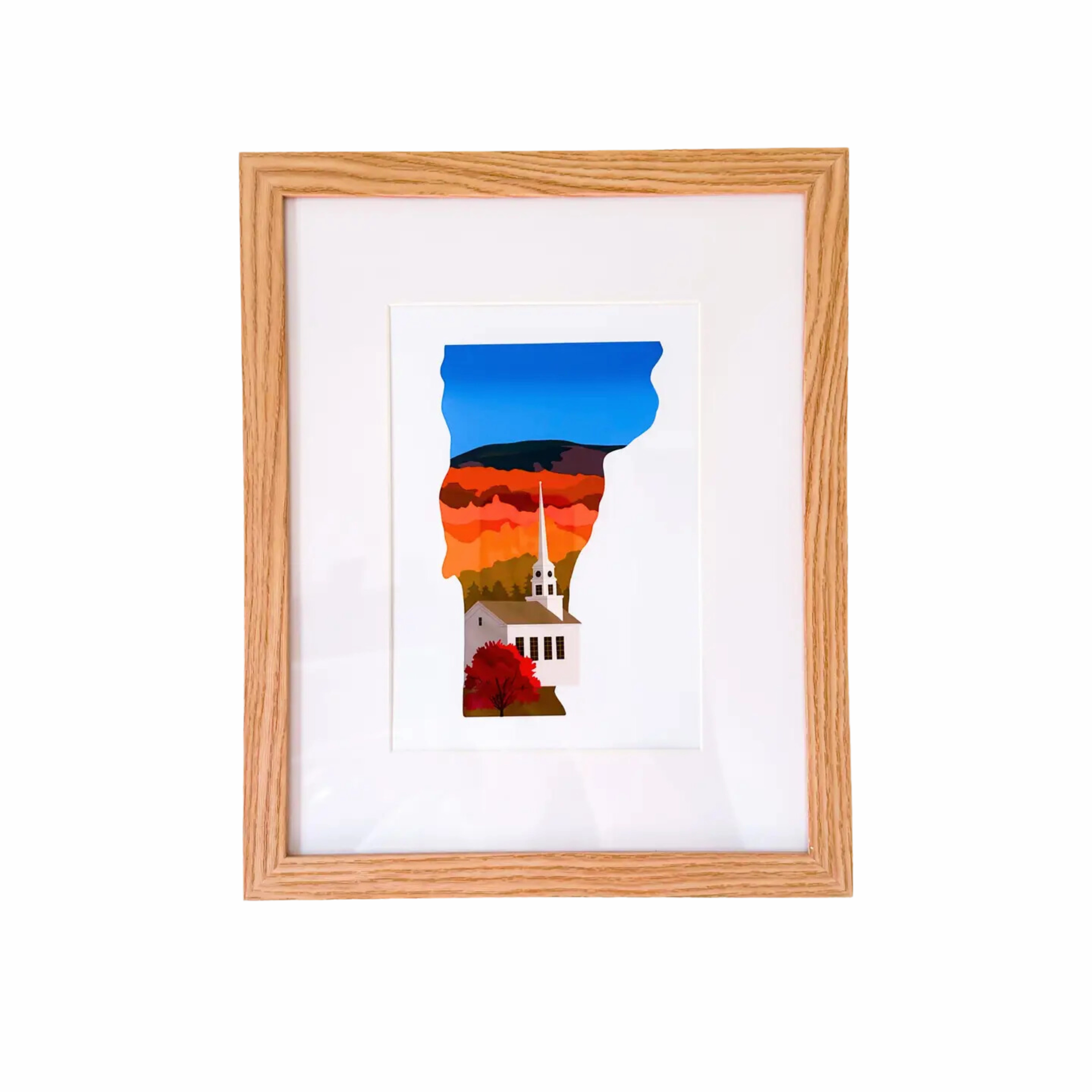 Vermont Fall Art Print 8"x10" framed wall decor
