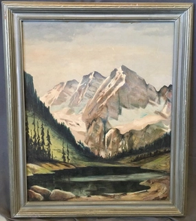 VERTICAL MOUNTAIN WINTER LANDSCAPE OIL PAINTING ON BOARD BY MICKLEROY classic mural painting