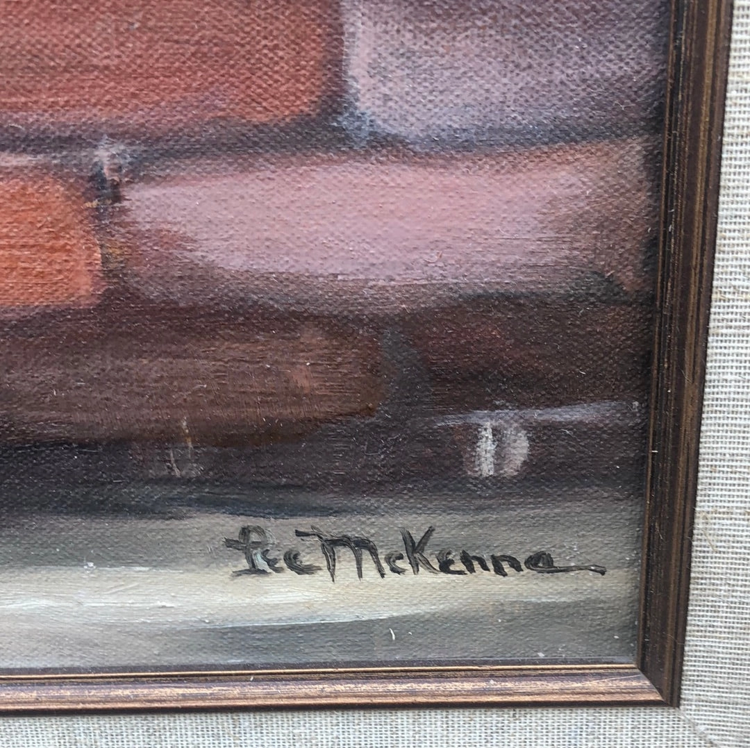 VERTICAL OI PAINTING OF A BLACK WOMAN AND 2 CHILDREN SIGNED LEE MCKENNA