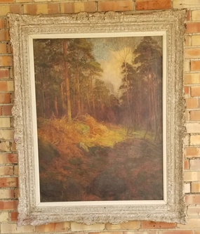 VERTICAL SYLVAN OIL PAINTING SIGNED ALFORD ELSWORTH classic mural painting