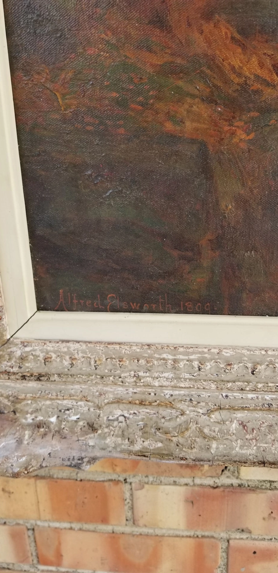 VERTICAL SYLVAN OIL PAINTING SIGNED ALFORD ELSWORTH