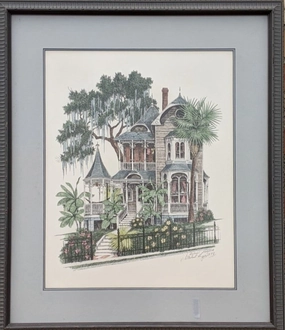 VICTORIAN HOUSE WATERCOLOR BY MICHAEL HARGROVE classic mural painting