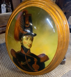 VINTAGE CONVEX OIL PAINTING OF BRITISH ADMIRAL classic mural painting