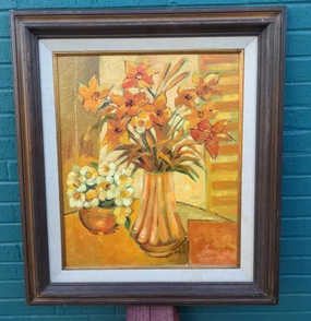 VINTAGE FLORAL STILL LIFE IMPASTO OIL PAINTING classic mural painting