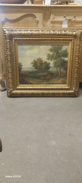 VINTAGE LANDSCAPE PAINTING IN GOLD FRAME classic mural painting