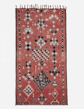 Vintage Moroccan Hand-Knotted Wool Rug No. 36, 5'7" x 11'1" trendy fashion rug
