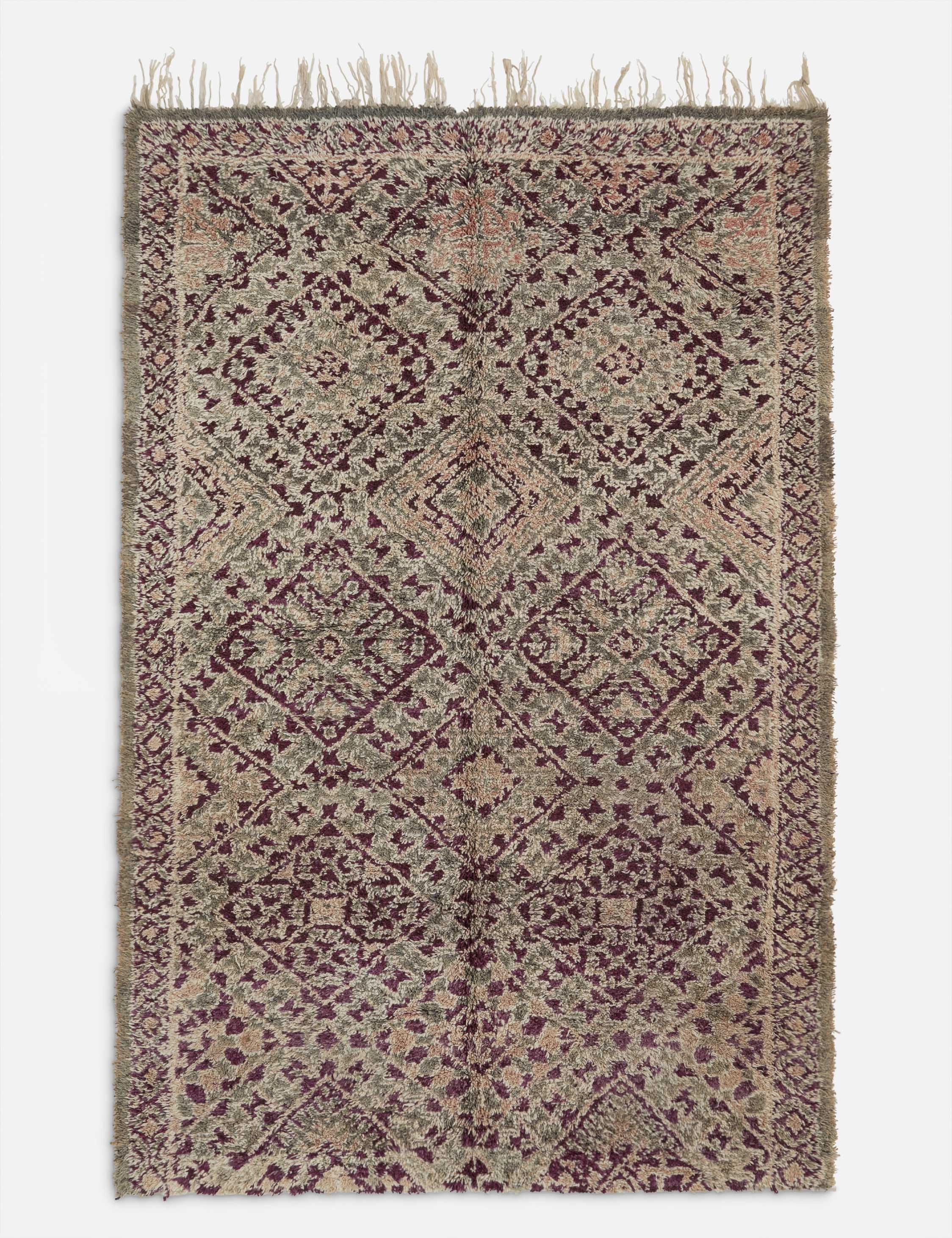 Vintage Moroccan Hand-Knotted Wool Rug No. 37, 6'8" x 10'4" trendy fashion rug