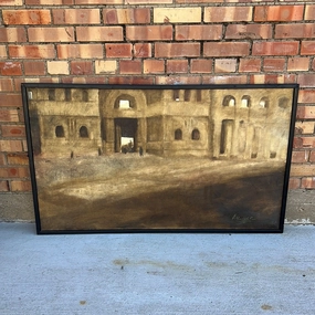 VINTAGE PALMER OIL PAINTING ON CANVAS "GATEWAY" classic mural painting