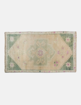Vintage Turkish Hand-Knotted Wool Mini Rug No. 296, 1'9" x 3' trendy fashion rug