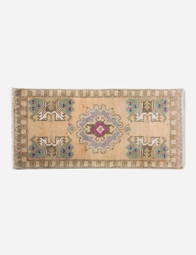 Vintage Turkish Hand-Knotted Wool Mini Rug No. 297, 1'7" x 3'5" trendy fashion rug