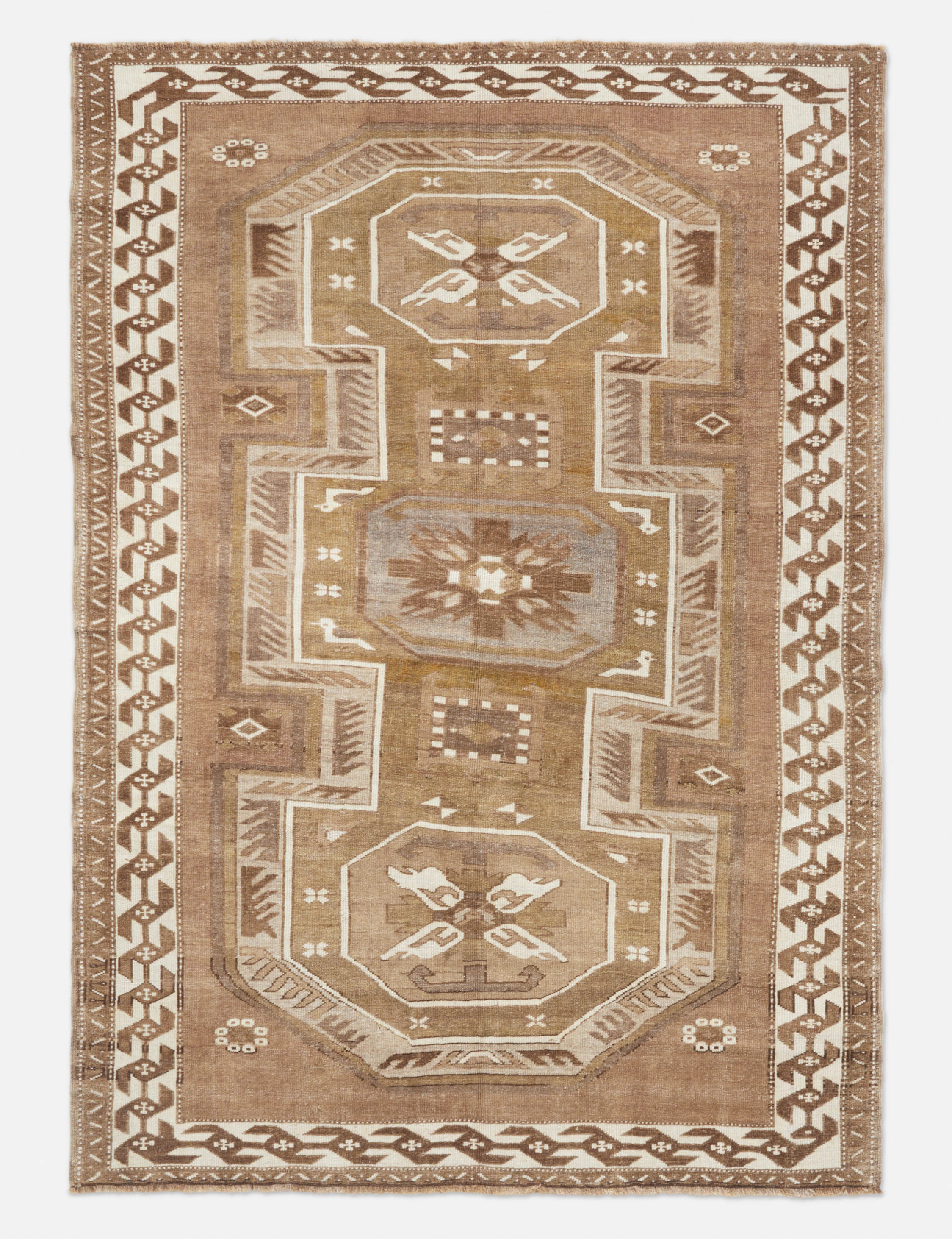 Vintage Turkish Hand-Knotted Wool Rug No. 243, 5'10" x 7'10" trendy fashion rug