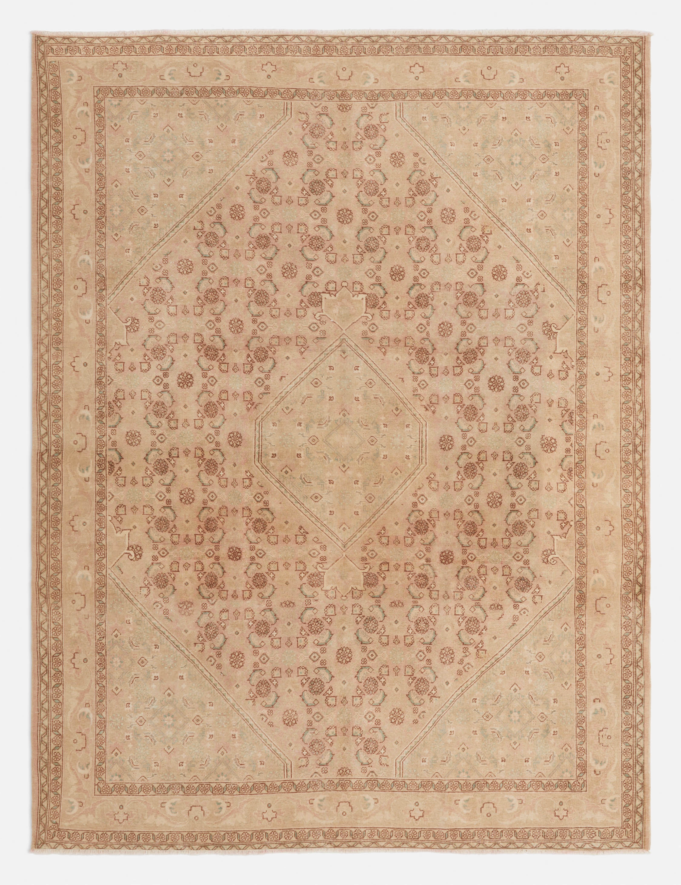 Vintage Turkish Hand-Knotted Wool Rug No. 274, 8'6" x 11'3" trendy fashion rug