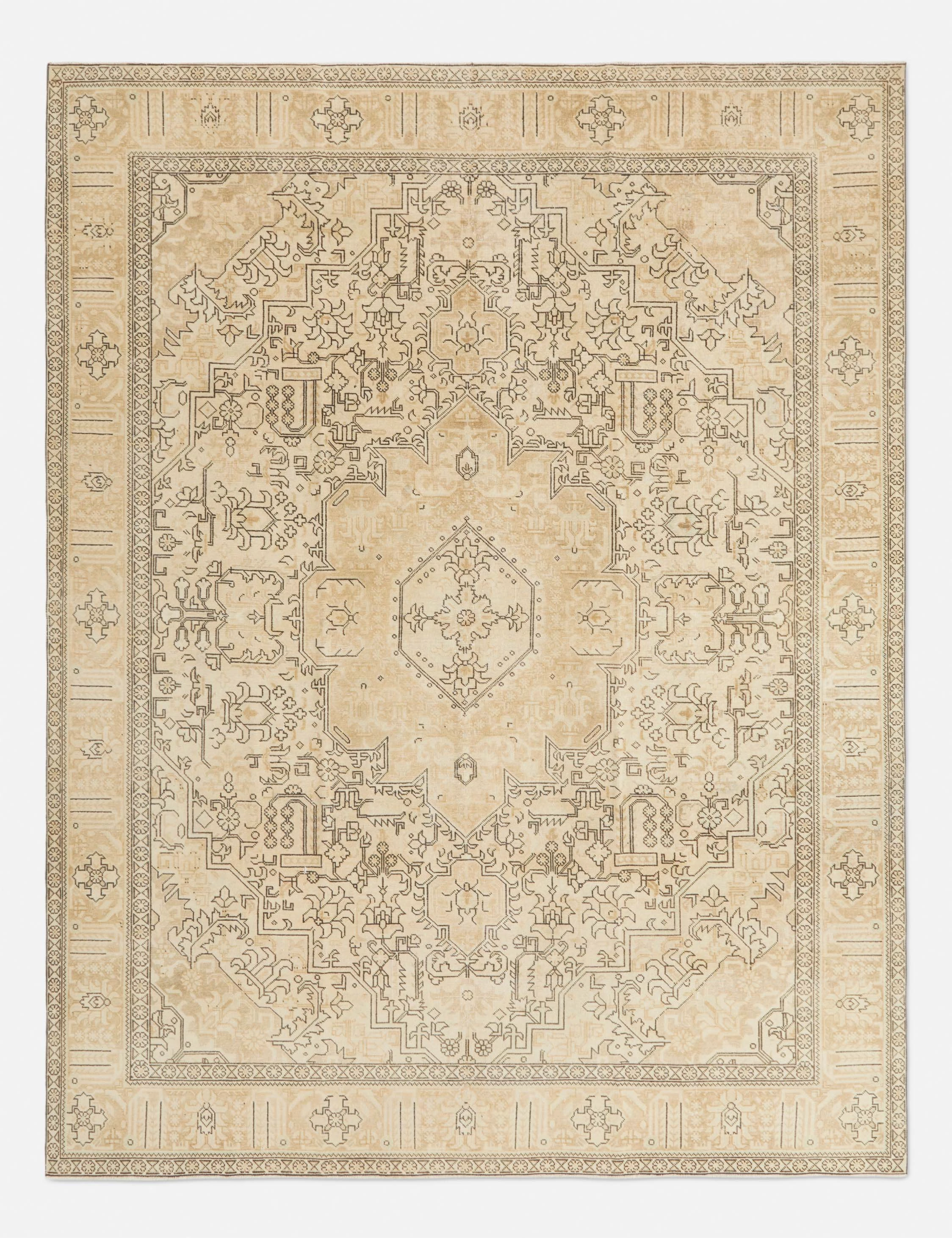 Vintage Turkish Hand-Knotted Wool Rug No. 285, 9'8" x 12'6" trendy fashion rug