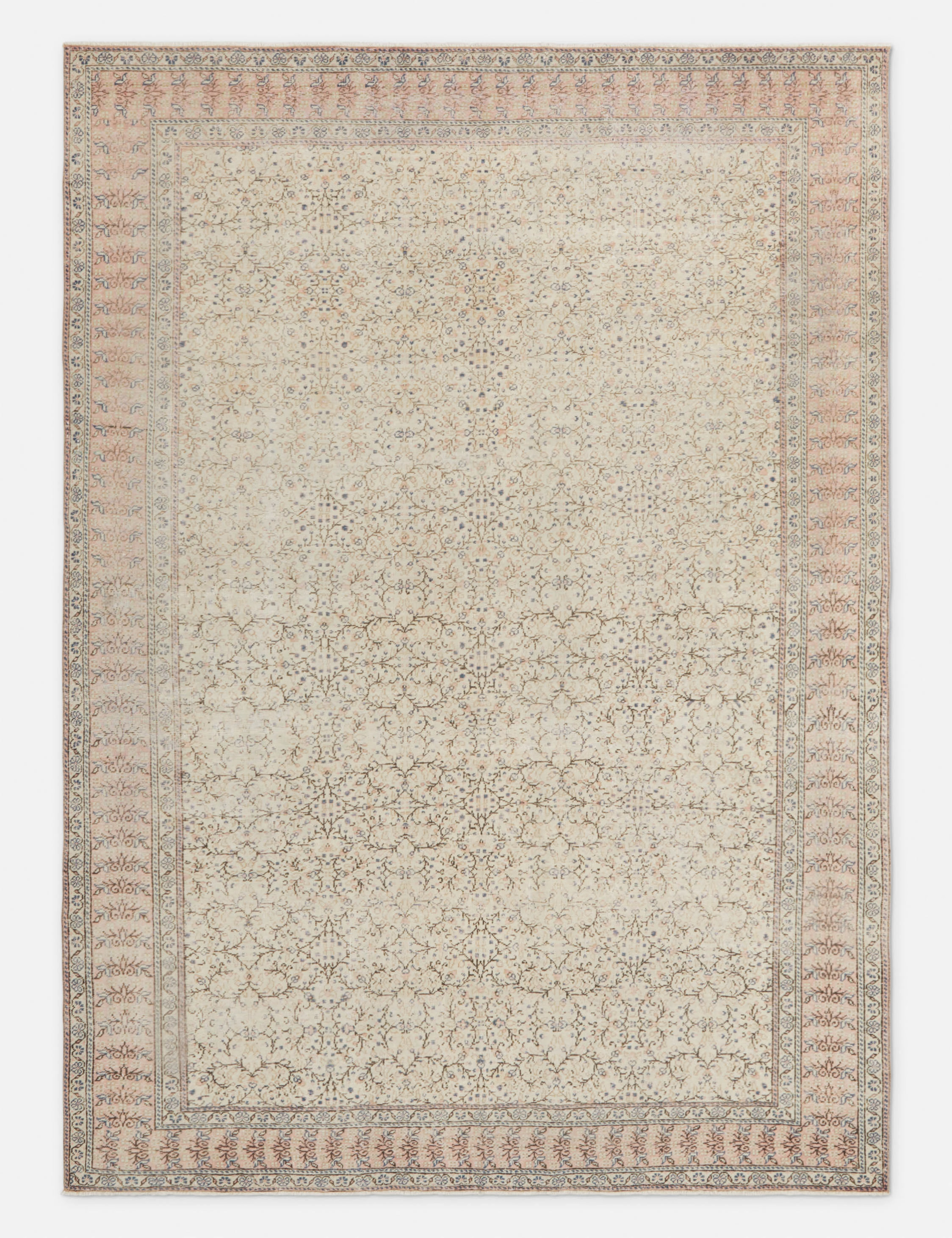 Vintage Turkish Hand-Knotted Wool Rug No. 299, 6'5" x 9'3" trendy fashion rug