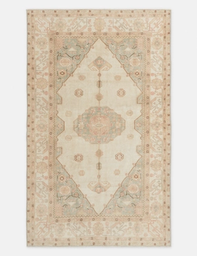 Vintage Turkish Hand-Knotted Wool Rug No. 303, 6'5" x 10'7" trendy fashion rug