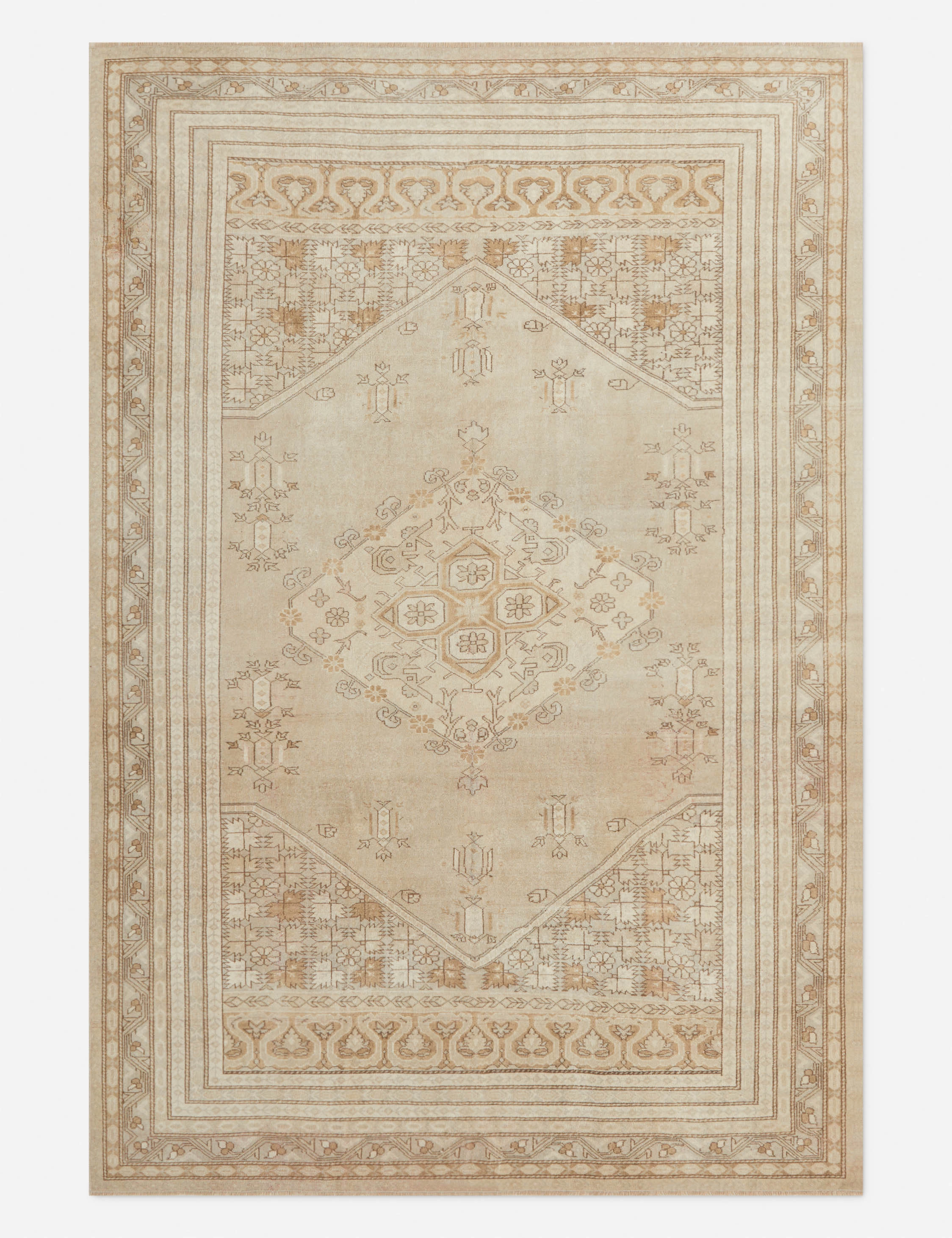 Vintage Turkish Hand-Knotted Wool Rug No. 318, 6'4" x 9'5" trendy fashion rug